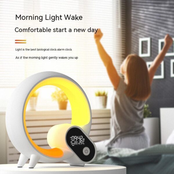 Creative Q Light Analog Sunrise Digital Display Alarm Clock Bluetooth Audio Intelligent Wake-up Q Colorful Atmosphere Light - Image 3