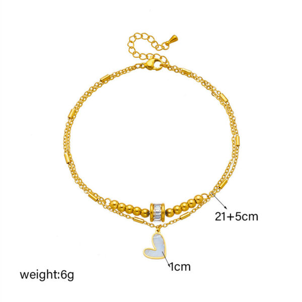 Fashion Jewelry Boho Classic Love Heart Ankle Chain Double Layer Chain Bracelet Anklet Charm Tassel Leg Chain On Foot Chain Women Party Jewelry Accessories - Image 5