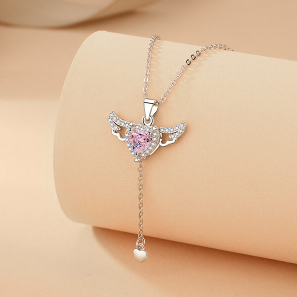 Moving Cupid Heart Angel Wings Tassel Necklace With Crystal Clavicle Chain Women Jewelry Gift Valentine's Day - Image 7