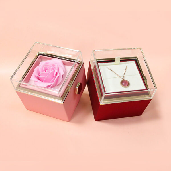 Rotating Soap Flower Rose Gift Box Creative Rotating Rose Jewelry Packaging Box Valentine's Day Gift For Women - Image 7