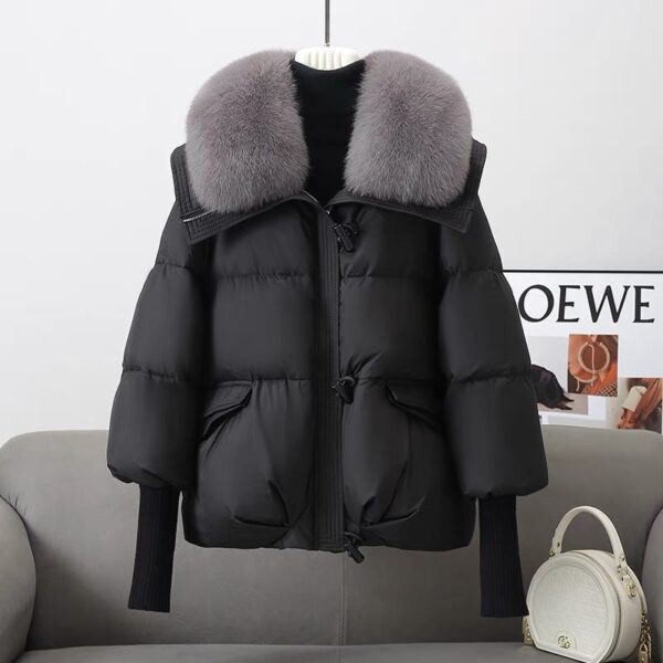 Down Cotton-padded Jacket Women's Short Fur Collar Thickened Coat Winter Clothing - Image 10