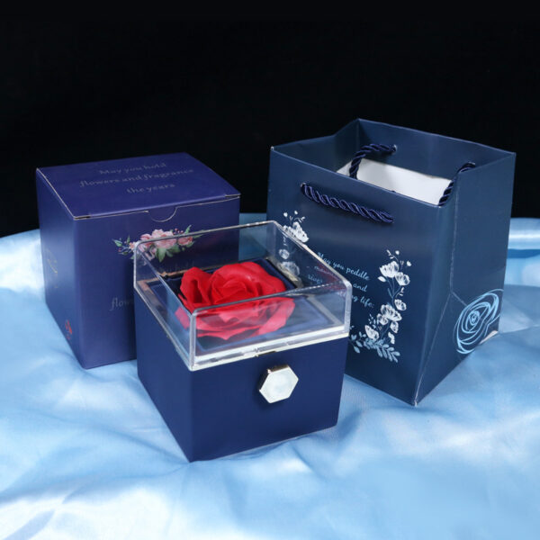 Rotating Soap Flower Rose Gift Box Creative Rotating Rose Jewelry Packaging Box Valentine's Day Gift For Women - Image 5