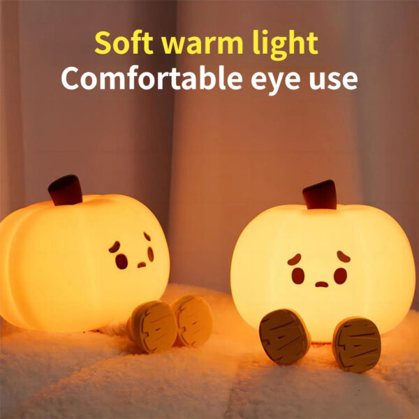 Home Decor Halloween Pumpkin Night Light Cute Soft Silicone Lamp Touch  Dimmable Rechargeable Bedside Decor Light Kids Gifts Halloween Decorations - Image 5