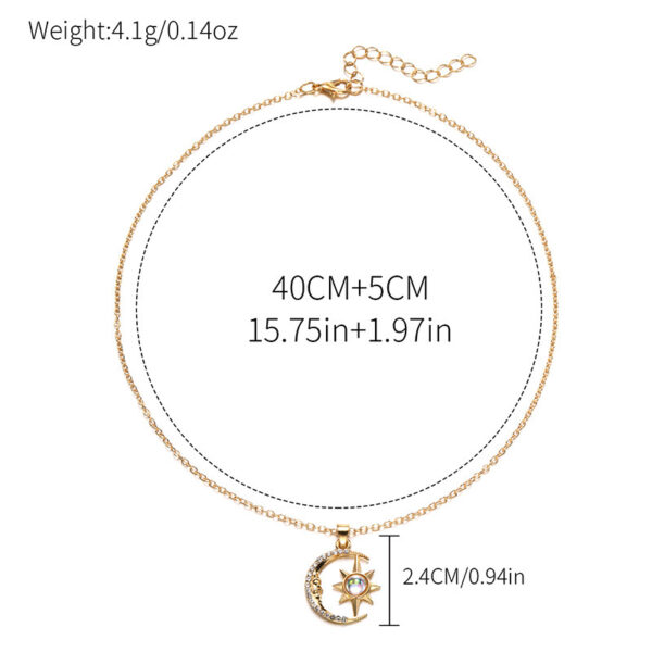 Fashion Jewelry Fashion Moon Star Zircon Pendant Necklace Stainless Steel Light Luxury Choker Jewelry Party Gifts For Women Girls - Image 5
