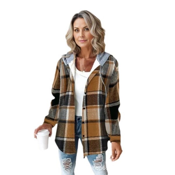 Women's Large Checks Style Women's Woolen Jacket Plaid - Image 5