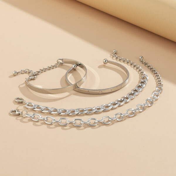 Simple And Smooth C-shaped Hollow Chain Bracelet Set - Image 8