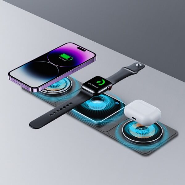 3 IN 1 Magnetic Folding Wireless Charger Station For IPhone Transparent Fast Charging For IWatch And Airpods - Image 8