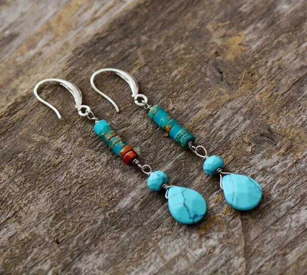 Natural Stone Spacer Colorful Simple Ethnic Earrings - Image 5