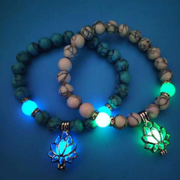 Energy Luminous Lotus Natural Stone Bracelet Yoga Healing Luminous Glow In The Dark Charm Beads Bracelet For Men Women Prayer Buddhism - Image 2