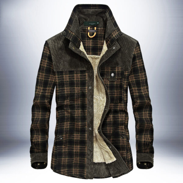 Winter Jacket Men Thicken Warm Fleece Jackets Coats Pure Cotton Plaid Jacket Military Clothes - Image 4