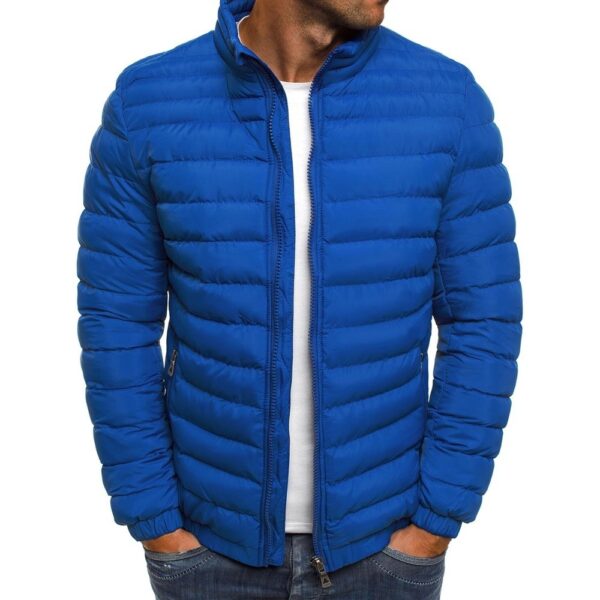 Men Jacket Zipper Solid Color Long Sleeves Pockets Coldproof Autumn Thicken Cotton Padded Overcoat For Outdoor - Image 8