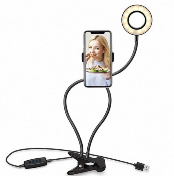 LED Selfie Ring Light for Live Adjustable Makeup Light-8cm Stand - Image 4