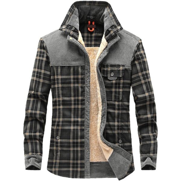 Winter Jacket Men Thicken Warm Fleece Jackets Coats Pure Cotton Plaid Jacket Military Clothes - Image 3