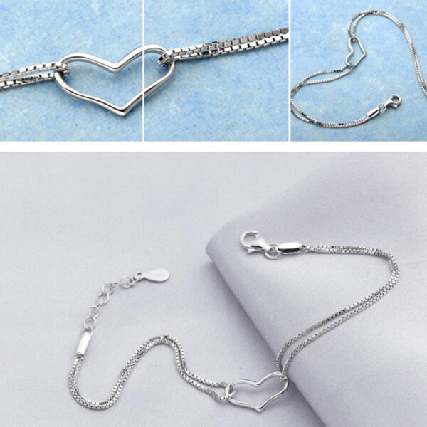 Single heart-shaped silver bracelet Bracelet - Image 2