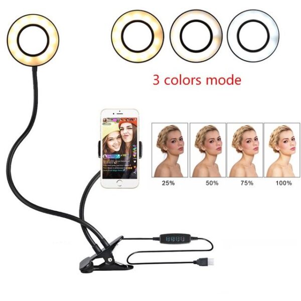 LED Selfie Ring Light for Live Adjustable Makeup Light-8cm Stand - Image 5