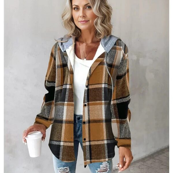 Women's Large Checks Style Women's Woolen Jacket Plaid - Image 4