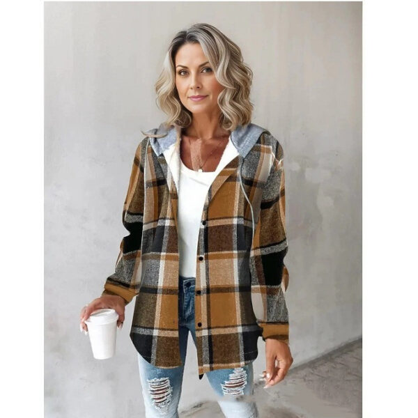 Women's Large Checks Style Women's Woolen Jacket Plaid - Image 3