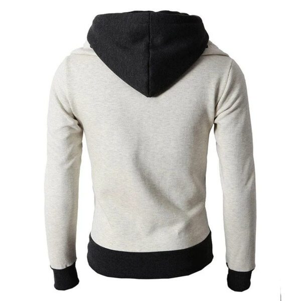 Men's Zip UP Hooded Jacket Fake Two Piece Sports Cardigan Casual Slim Sweatshirt Jacket - Image 6