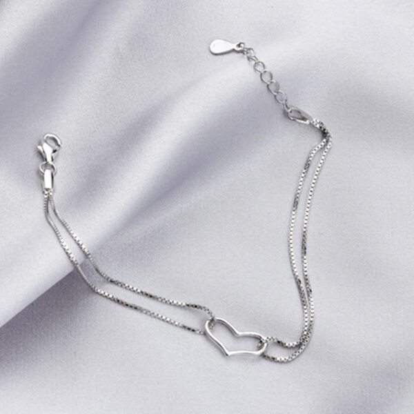 Single heart-shaped silver bracelet Bracelet - Image 3