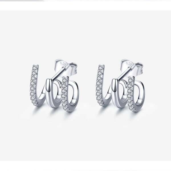 Three-layer silver earrings - Image 2