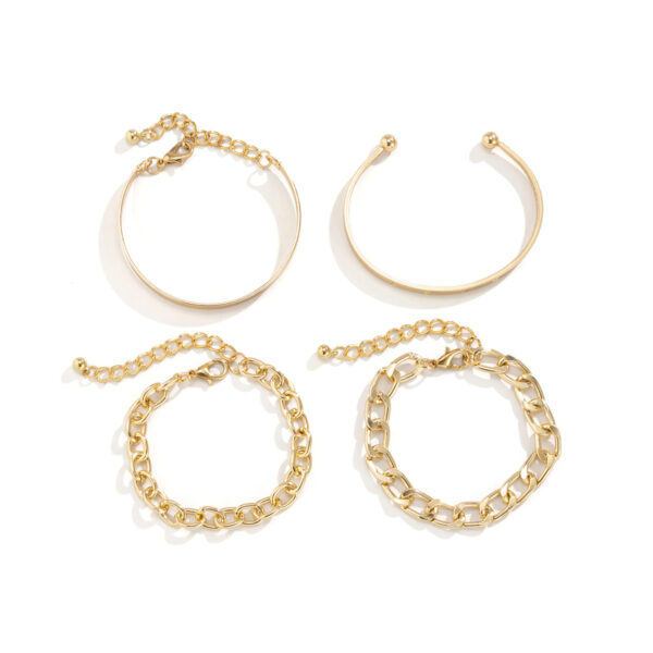 Simple And Smooth C-shaped Hollow Chain Bracelet Set - Image 4