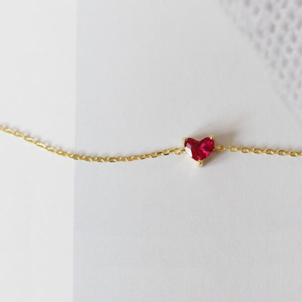 S925 Sterling Silver Gold-plated Little Red Heart Bracelet For Women - Image 9