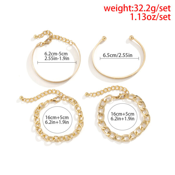 Simple And Smooth C-shaped Hollow Chain Bracelet Set - Image 5