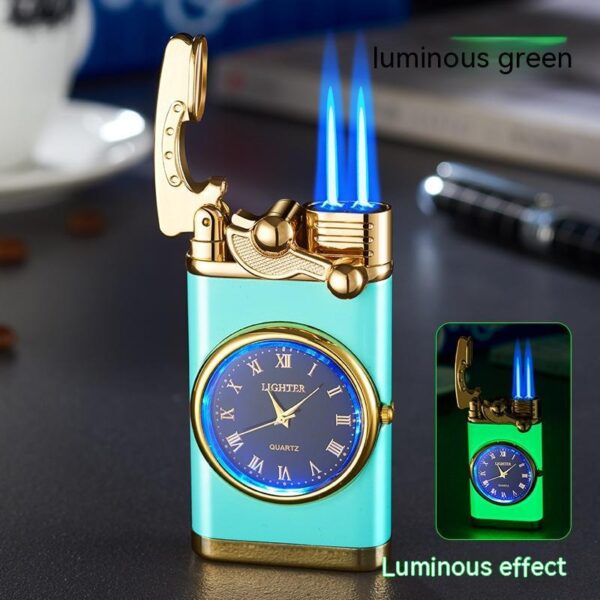 New Lighter With Electric Watch Rocker Arm Automatic Ignition Straight Blue Flame Lighter Creative Real Dial Inflatable Windproof Lighter Men's Watch Gift - Image 7