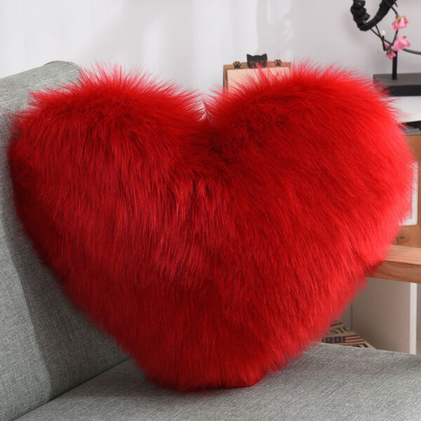 Throw Pillows Heart Shape Long Plush Fluffy Shaggy Cushion Cover Sofa Cushions Decorative Pillow Covers Pillowcase White - Image 9