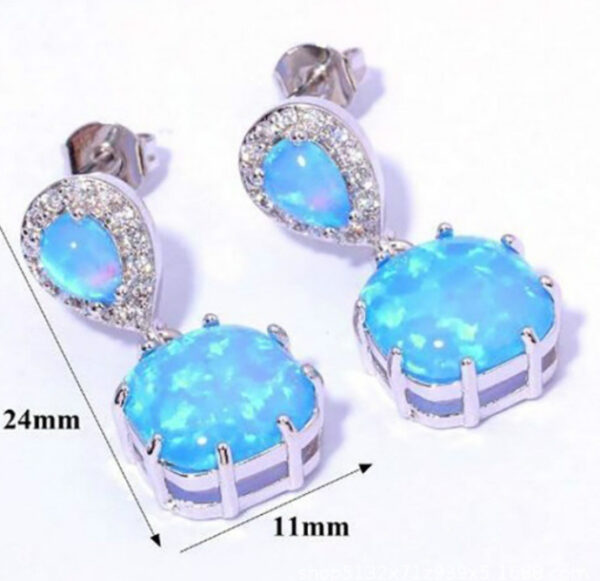 New Pearl Turquoise Opal Silver Plated Fashion Popular Earrings - Image 5