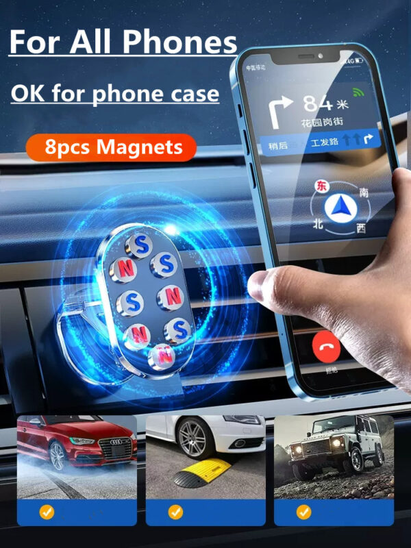 Rotate Metal Magnetic Car Phone Holder Foldable Universal Mobile Phone Stand Air Vent Magnet Mount GPS Support - Image 2