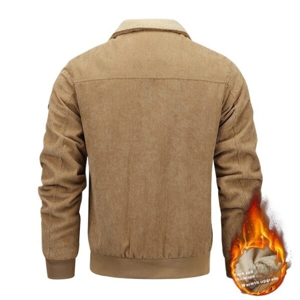 Winter Lapel Fleece Jacket With Pockets Warm Thicken Cotton Coat Men's Clothing - Image 2