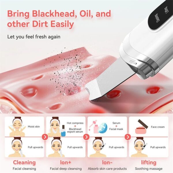 Skin Scrubber Face Spatula Facial Skin Exfoliator Scraper And Blackhead Remover Pore Cleaner With Face Lifting Deep Cleansing Face Lifting Machine For Blackhead Extractor - Image 3