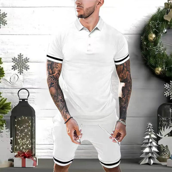 Mens Short Sets 2 Piece Outfits Polo Shirt Fashion Summer Tracksuits Casual Set Short Sleeve And Shorts Set For Men - Image 7