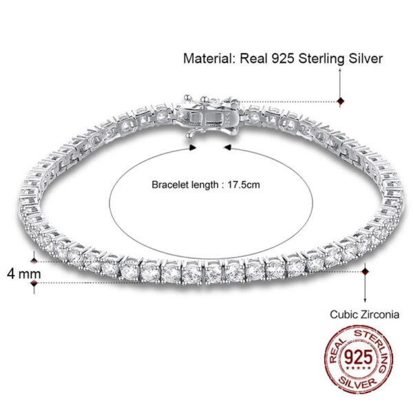 S925 Silver Bracelet 17-19cm Chain Length Optional Tennis Chain - Image 6