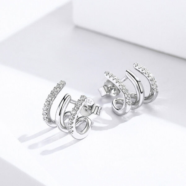 Three-layer silver earrings - Image 4