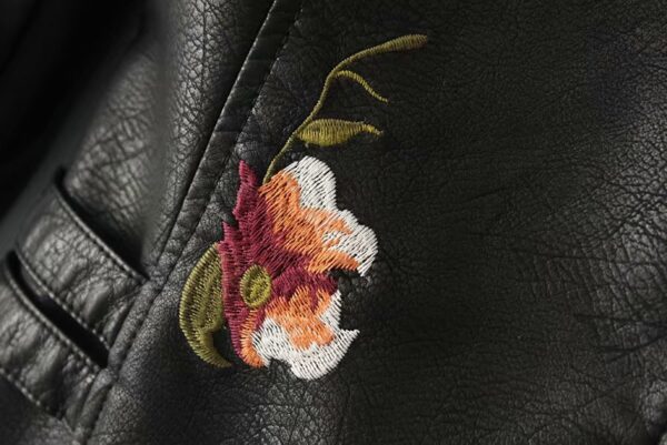 Embroidered studded leather jacket - Image 4