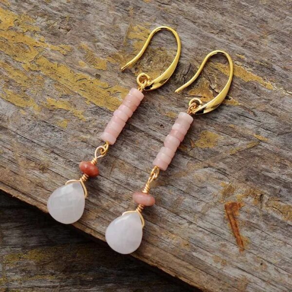 Natural Stone Spacer Colorful Simple Ethnic Earrings - Image 4