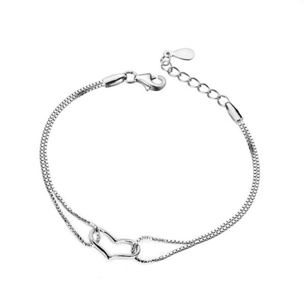 Single heart-shaped silver bracelet Bracelet - Image 6