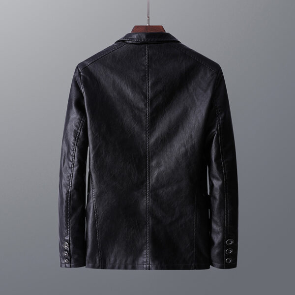 Leather Men's Autumn And Winter Jacket Thin Lapel - Image 4