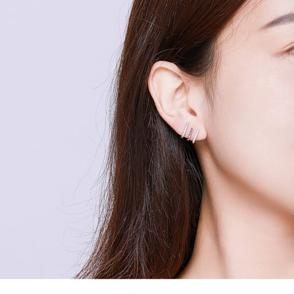 Three-layer silver earrings - Image 3