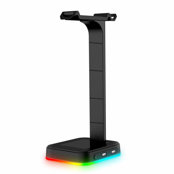 Desktop Gamer 2 In 1 RGB Headphone Stand Power Strip Desk Gaming Headset Holder With 2 USB Charging Earphone Hanger - Image 8