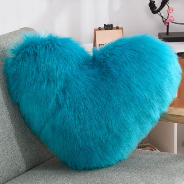 Throw Pillows Heart Shape Long Plush Fluffy Shaggy Cushion Cover Sofa Cushions Decorative Pillow Covers Pillowcase White - Image 4