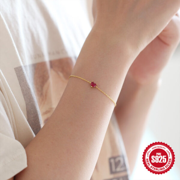 S925 Sterling Silver Gold-plated Little Red Heart Bracelet For Women - Image 7