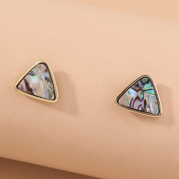 Triangular Natural Color Abalone Shell Stud - Image 3