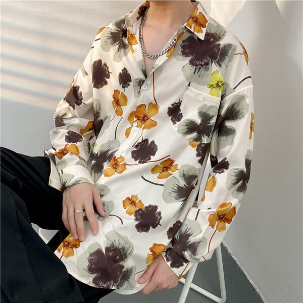 Men's Loose Trend Retro Long-sleeved Floral Shirt