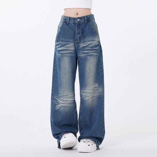 Washed White Wide-leg Denim Trousers For Men