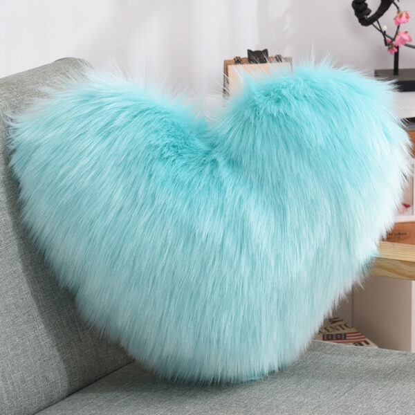 Throw Pillows Heart Shape Long Plush Fluffy Shaggy Cushion Cover Sofa Cushions Decorative Pillow Covers Pillowcase White - Image 2