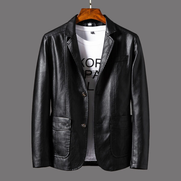 Leather Men's Autumn And Winter Jacket Thin Lapel - Image 8