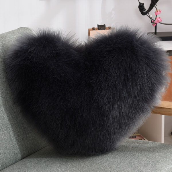 Throw Pillows Heart Shape Long Plush Fluffy Shaggy Cushion Cover Sofa Cushions Decorative Pillow Covers Pillowcase White - Image 3